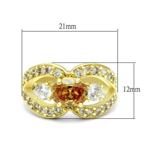 LO2099 - Gold Brass Ring with AAA Grade CZ in Champagne - Brand My Case