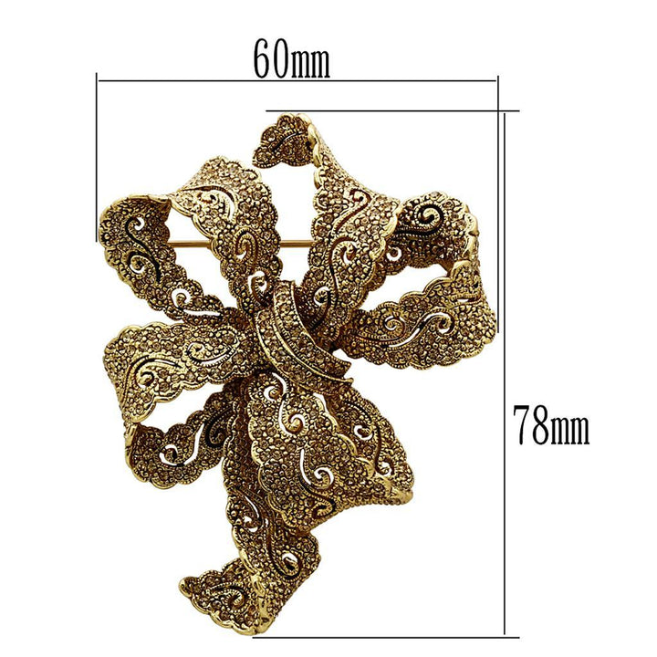 LO2403 - Gold White Metal Brooches with Top Grade Crystal in Citrine - Brand My Case