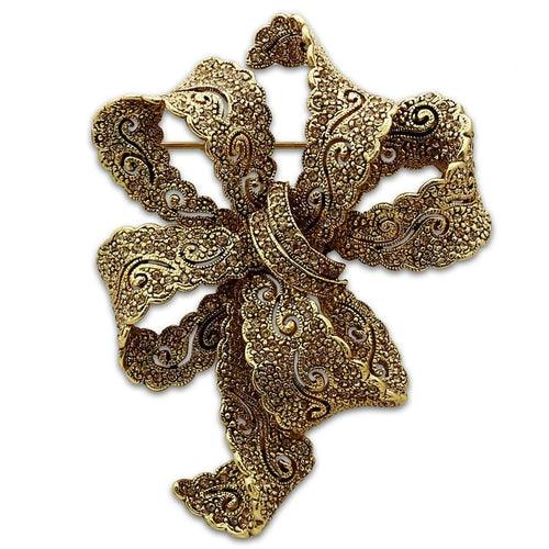 LO2403 - Gold White Metal Brooches with Top Grade Crystal in Citrine - Brand My Case