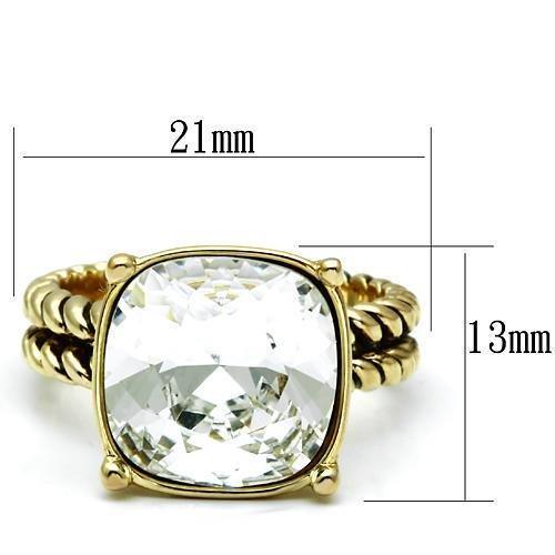 LO2447 - Gold Brass Ring with AAA Grade CZ in Clear - Brand My Case