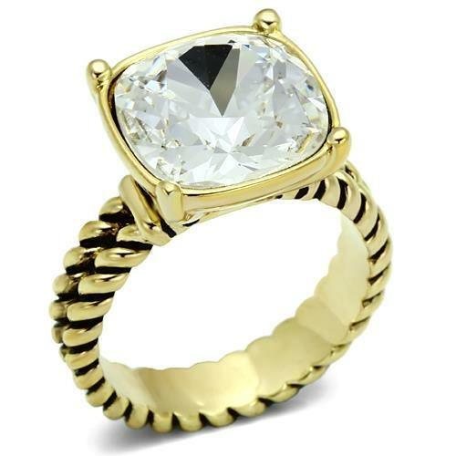 LO2447 - Gold Brass Ring with AAA Grade CZ in Clear - Brand My Case
