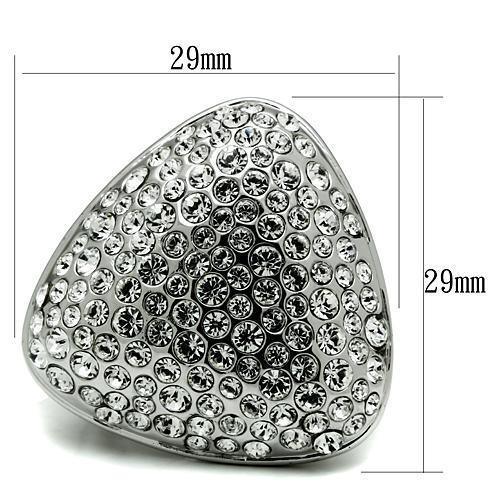 LO2515 - Rhodium Brass Ring with Top Grade Crystal in Clear - Brand My Case