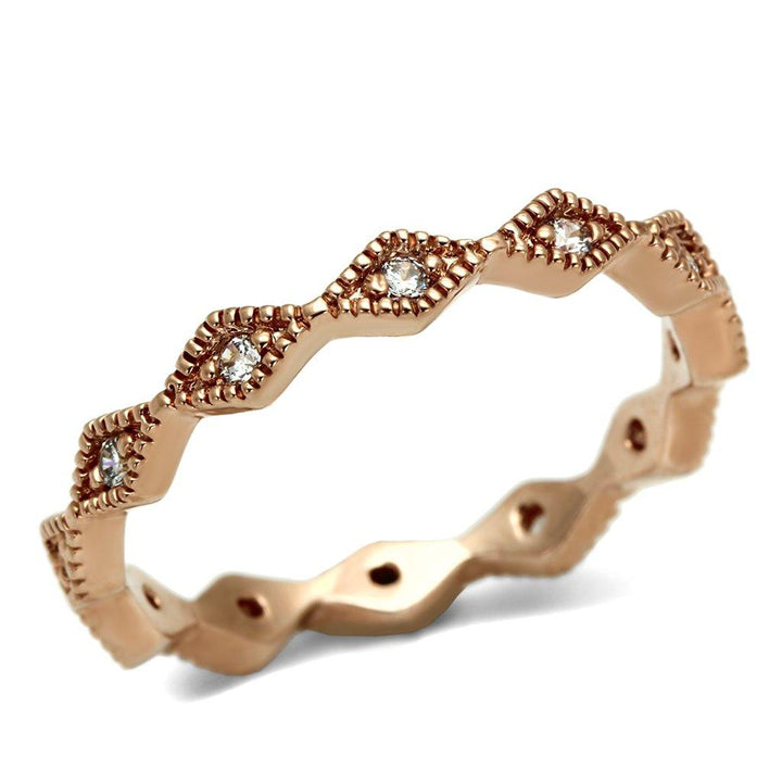 LO2523 - Rose Gold Brass Ring with AAA Grade CZ in Clear - Brand My Case