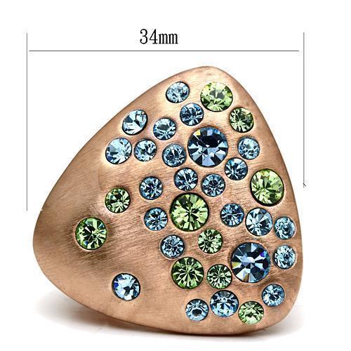 LO2535 - Rose Gold Brass Ring with Top Grade Crystal in Multi Color - Brand My Case