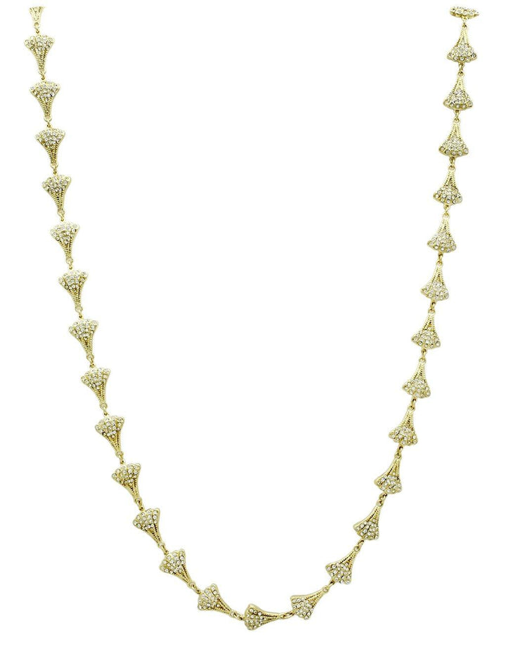 LO2625 - Gold Brass Necklace with Top Grade Crystal in Clear - Brand My Case