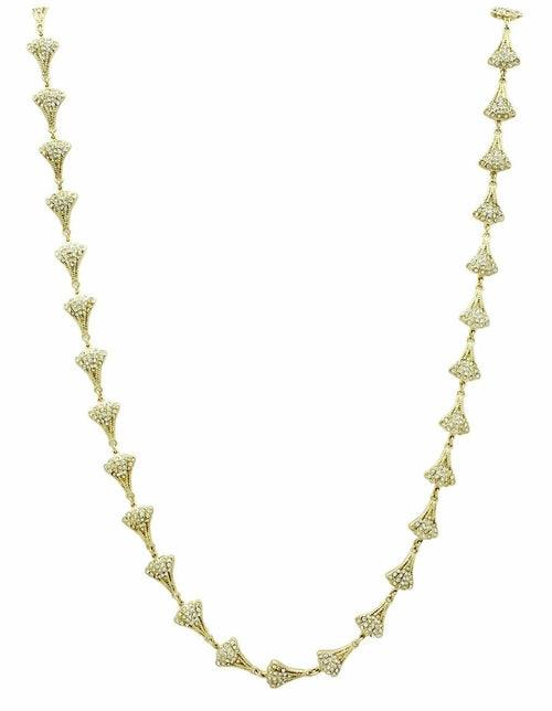 LO2625 - Gold Brass Necklace with Top Grade Crystal in Clear - Brand My Case