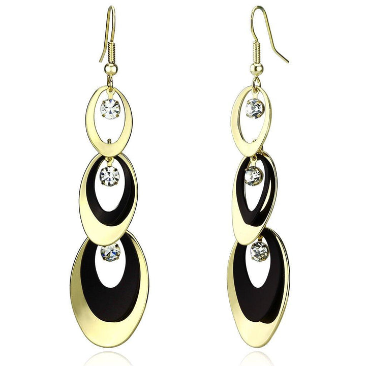 LO2652 - Gold+Ruthenium Iron Earrings with Top Grade Crystal in Clear - Brand My Case