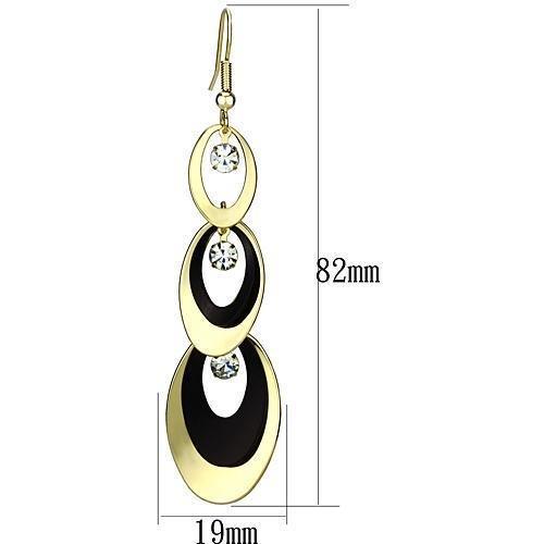 LO2652 - Gold+Ruthenium Iron Earrings with Top Grade Crystal in Clear - Brand My Case