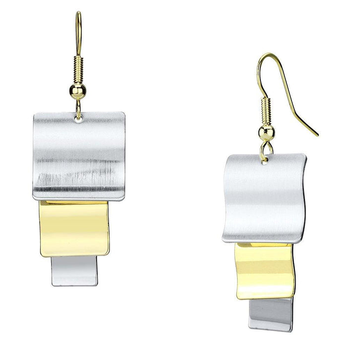 LO2654 - Gold+Rhodium Iron Earrings with No Stone - Brand My Case