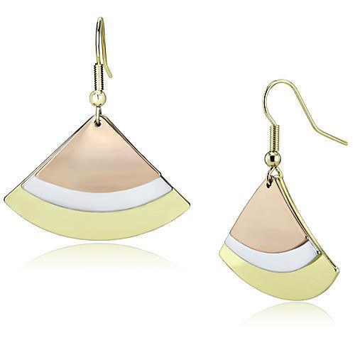 LO2661 - Rhodium + Gold + Rose Gold Iron Earrings with No Stone - Brand My Case