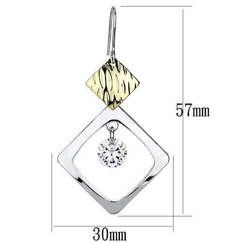 LO2670 - Gold+Rhodium Iron Earrings with AAA Grade CZ in Clear - Brand My Case
