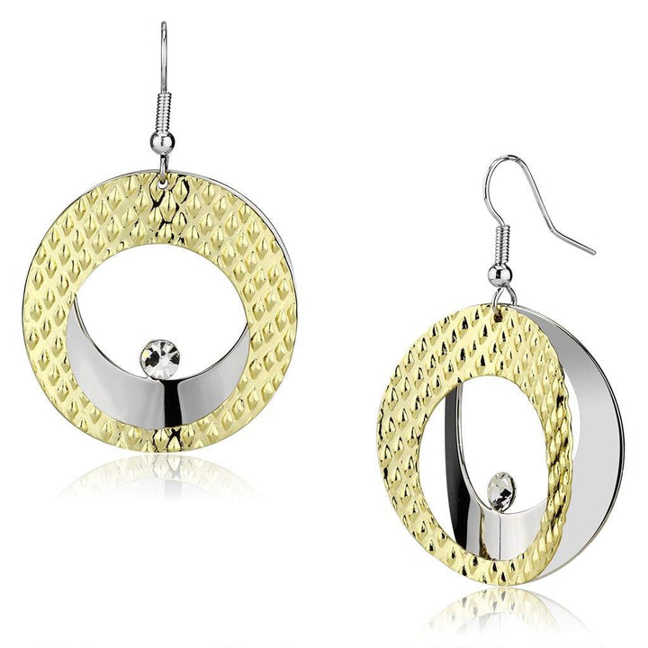 LO2672 - Gold+Rhodium Iron Earrings with Top Grade Crystal in Clear - Brand My Case