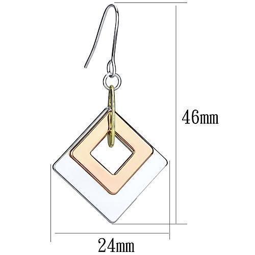 LO2676 - Rhodium + Gold + Rose Gold Iron Earrings with No Stone - Brand My Case