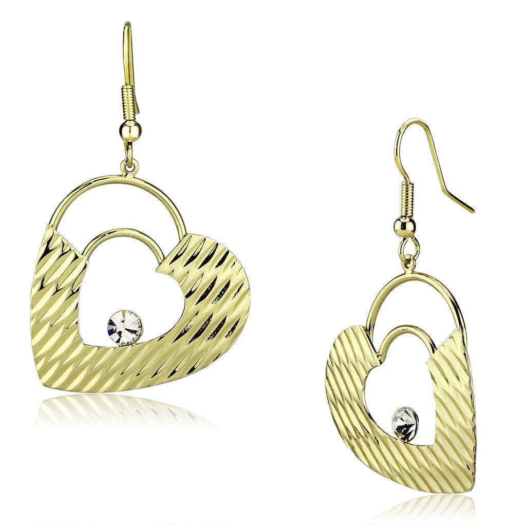 LO2679 - Gold Iron Earrings with Top Grade Crystal in Clear - Brand My Case
