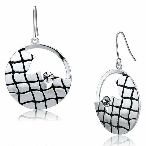 LO2687 - Matte Rhodium & Rhodium Iron Earrings with Top Grade Crystal - Brand My Case