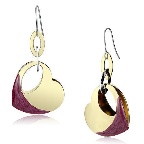 LO2693 - Gold Iron Earrings with Epoxy in Siam - Brand My Case