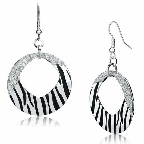 LO2702 - Rhodium Iron Earrings with Epoxy in Jet - Brand My Case