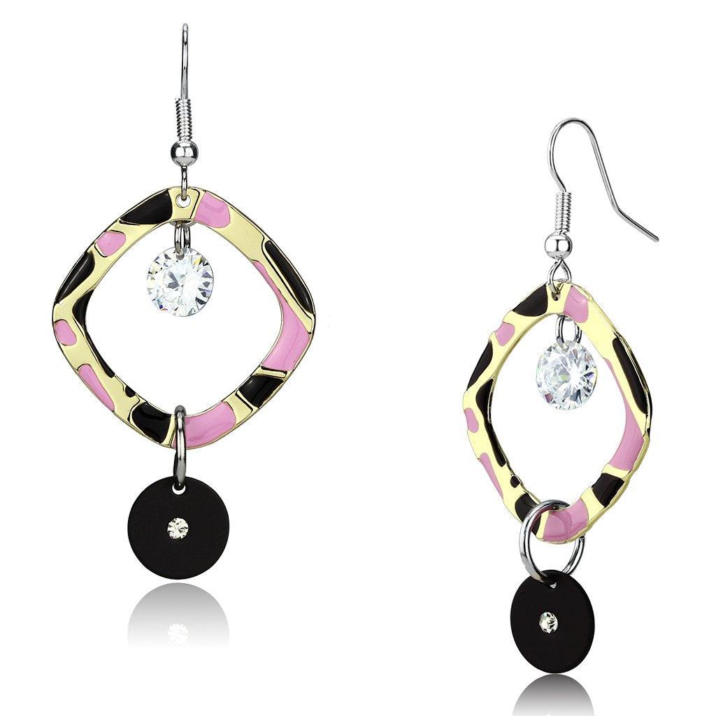 LO2711 - Special Color Iron Earrings with AAA Grade CZ in Clear - Brand My Case