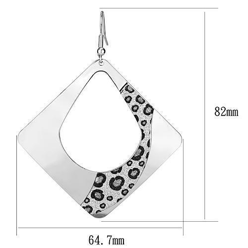 LO2718 - Rhodium Iron Earrings with No Stone - Brand My Case