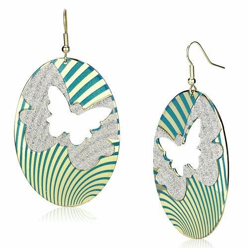 LO2726 - Gold Iron Earrings with Epoxy in Capri Blue - Brand My Case