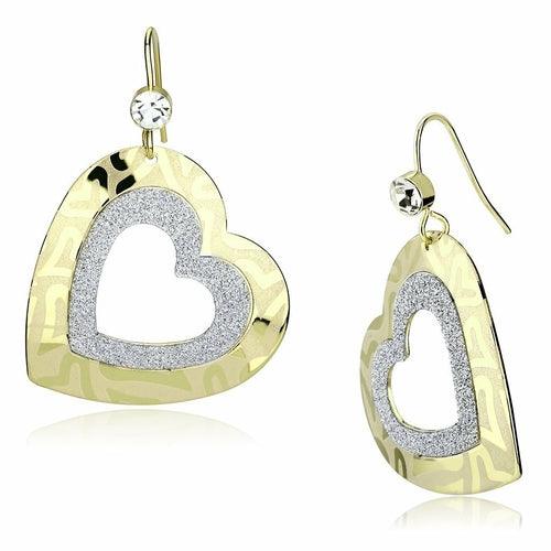 LO2733 - Gold Iron Earrings with Top Grade Crystal in Clear - Brand My Case