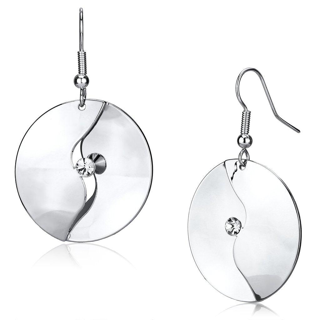 LO2745 - Rhodium Iron Earrings with Top Grade Crystal in Clear - Brand My Case