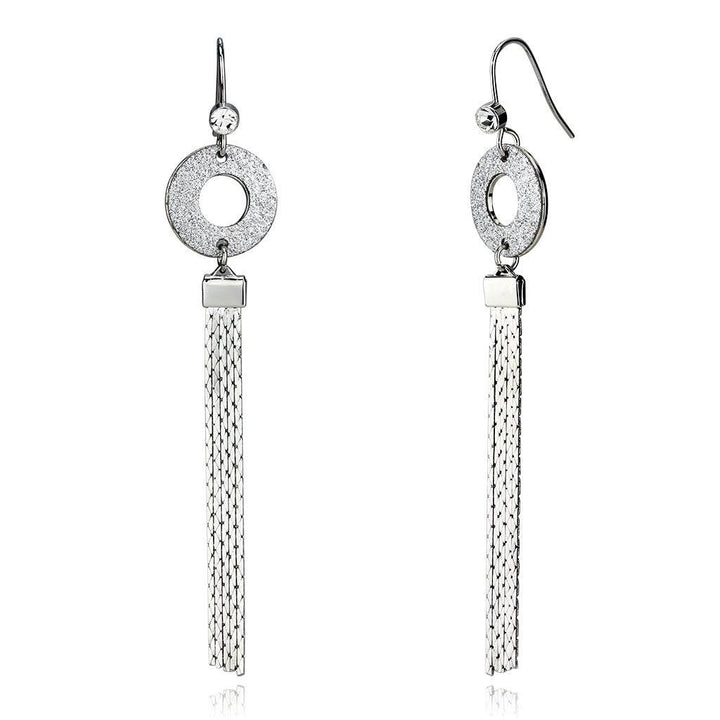 LO2749 - Rhodium Iron Earrings with Top Grade Crystal in Clear - Brand My Case