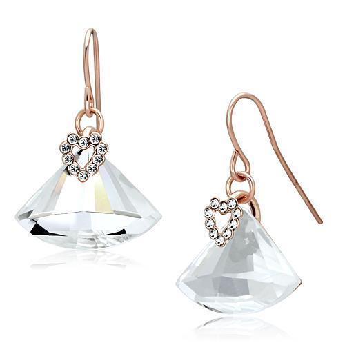 LO2755 - Rose Gold Iron Earrings with Top Grade Crystal in Clear - Brand My Case
