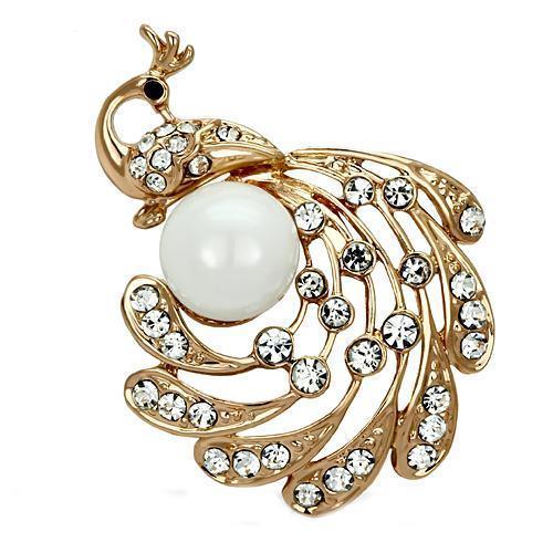 LO2778 - Flash Rose Gold White Metal Brooches with Synthetic Pearl in - Brand My Case