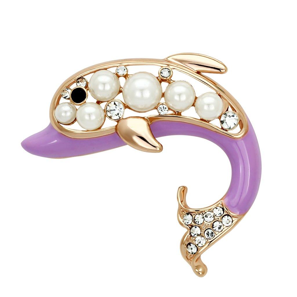 LO2783 - Flash Rose Gold White Metal Brooches with Synthetic Pearl in - Brand My Case