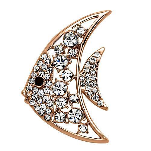 LO2787 - Flash Rose Gold White Metal Brooches with Top Grade Crystal - Brand My Case