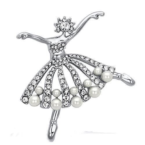 LO2801 - Imitation Rhodium White Metal Brooches with Synthetic Pearl - Brand My Case