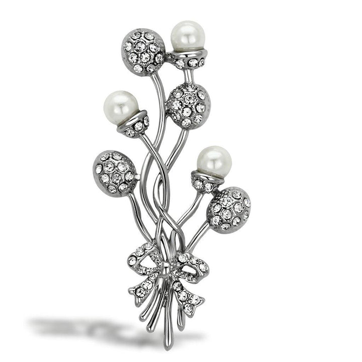 LO2835 - Imitation Rhodium White Metal Brooches with Synthetic Pearl - Brand My Case