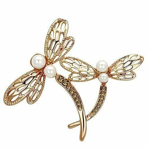 LO2837 - Flash Rose Gold White Metal Brooches with Synthetic Pearl in - Brand My Case
