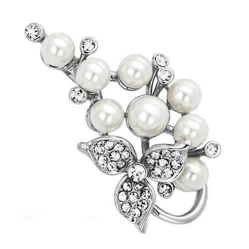 LO2852 - Imitation Rhodium White Metal Brooches with Synthetic Pearl - Brand My Case
