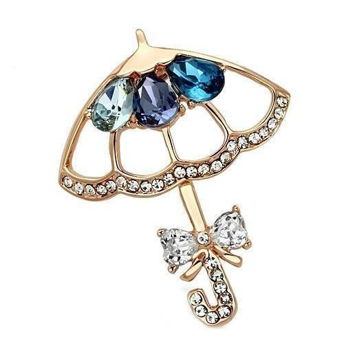 LO2855 - Flash Rose Gold White Metal Brooches with Synthetic Glass - Brand My Case