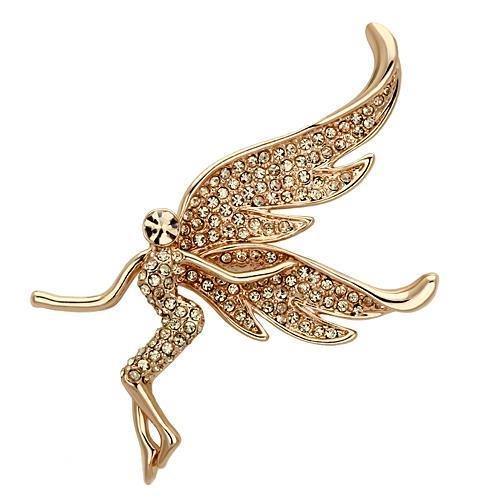 LO2863 - Flash Rose Gold White Metal Brooches with Top Grade Crystal - Brand My Case