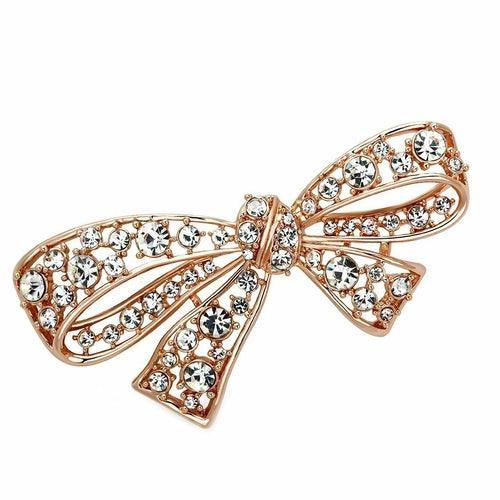 LO2883 - Flash Rose Gold White Metal Brooches with Top Grade Crystal - Brand My Case