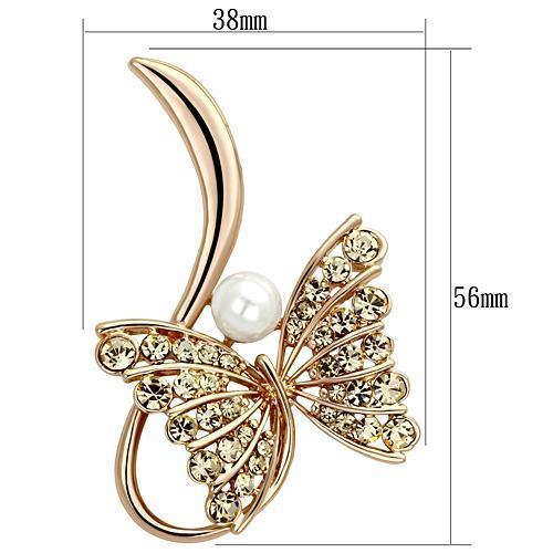 LO2903 - Flash Rose Gold White Metal Brooches with Synthetic Pearl in - Brand My Case