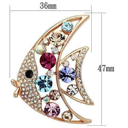 LO2923 - Flash Rose Gold White Metal Brooches with Top Grade Crystal - Brand My Case