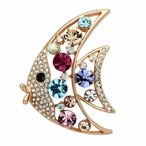LO2923 - Flash Rose Gold White Metal Brooches with Top Grade Crystal - Brand My Case