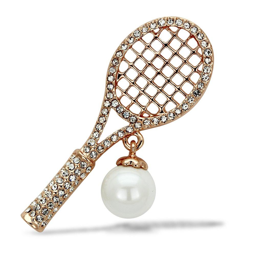 LO2930 - Flash Rose Gold White Metal Brooches with Synthetic Pearl in - Brand My Case