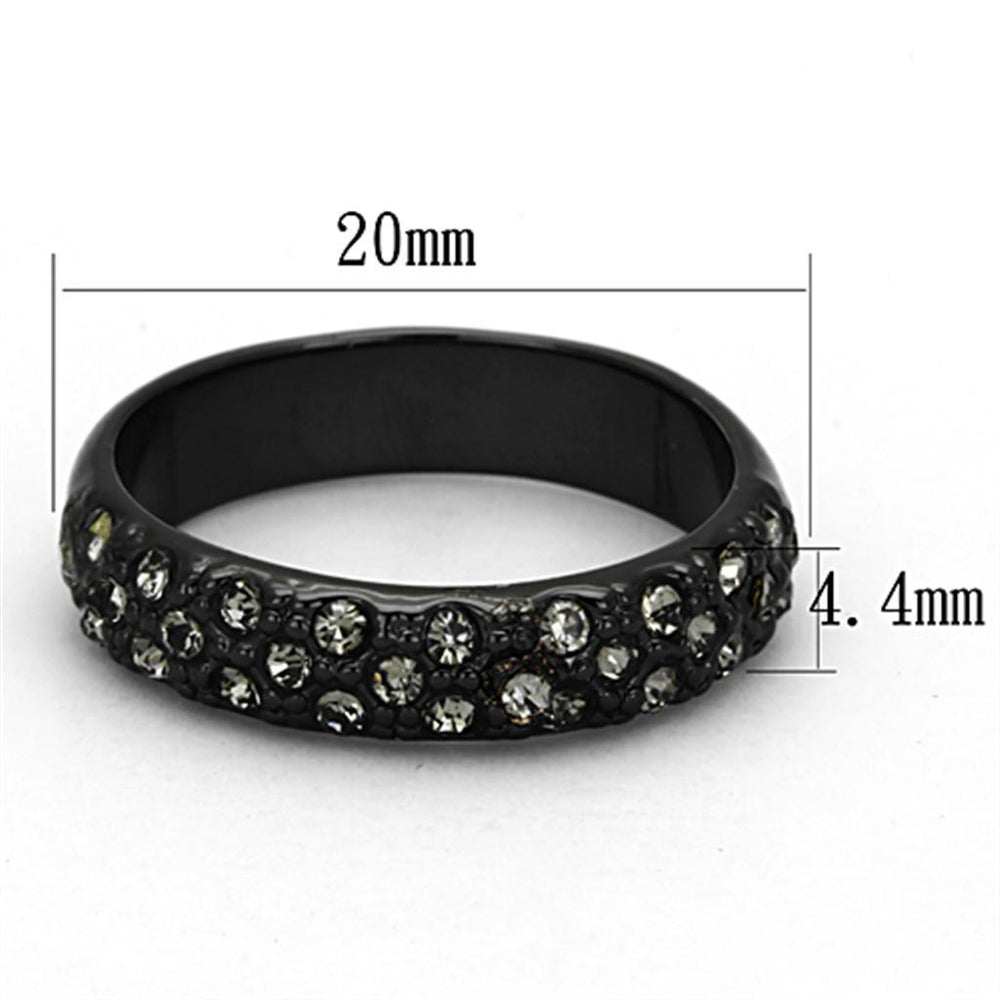 LO3064 - TIN Cobalt Black Brass Ring with Top Grade Crystal in Black - Brand My Case