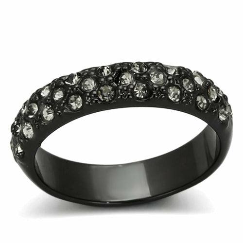 LO3064 - TIN Cobalt Black Brass Ring with Top Grade Crystal in Black - Brand My Case