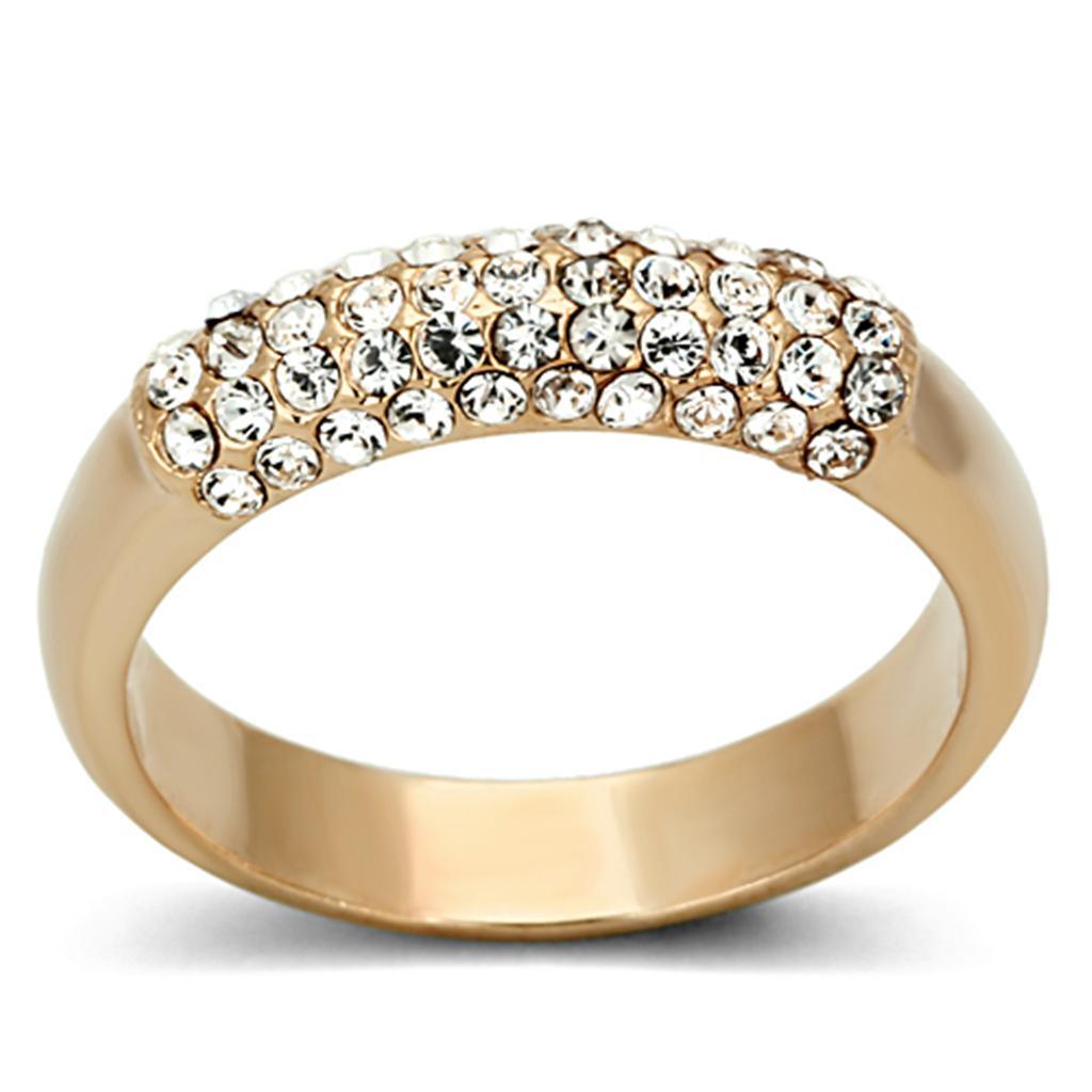LO3069 - Rose Gold Brass Ring with Top Grade Crystal in Clear - Brand My Case