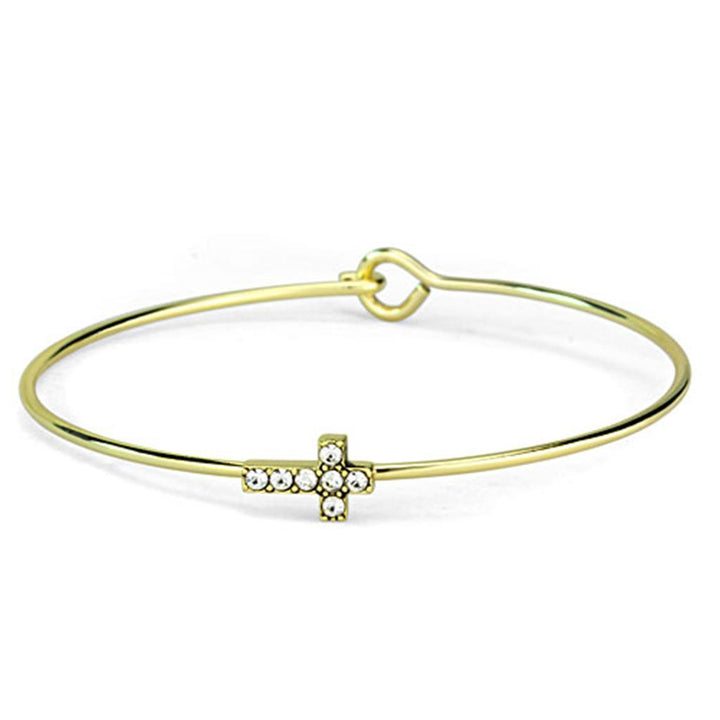 LO3264 - Gold Brass Bangle with Top Grade Crystal in Clear - Brand My Case