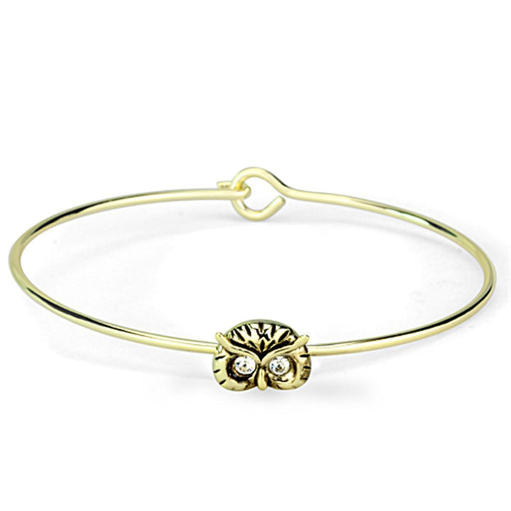 LO3275 - Gold Brass Bangle with Top Grade Crystal in Clear - Brand My Case