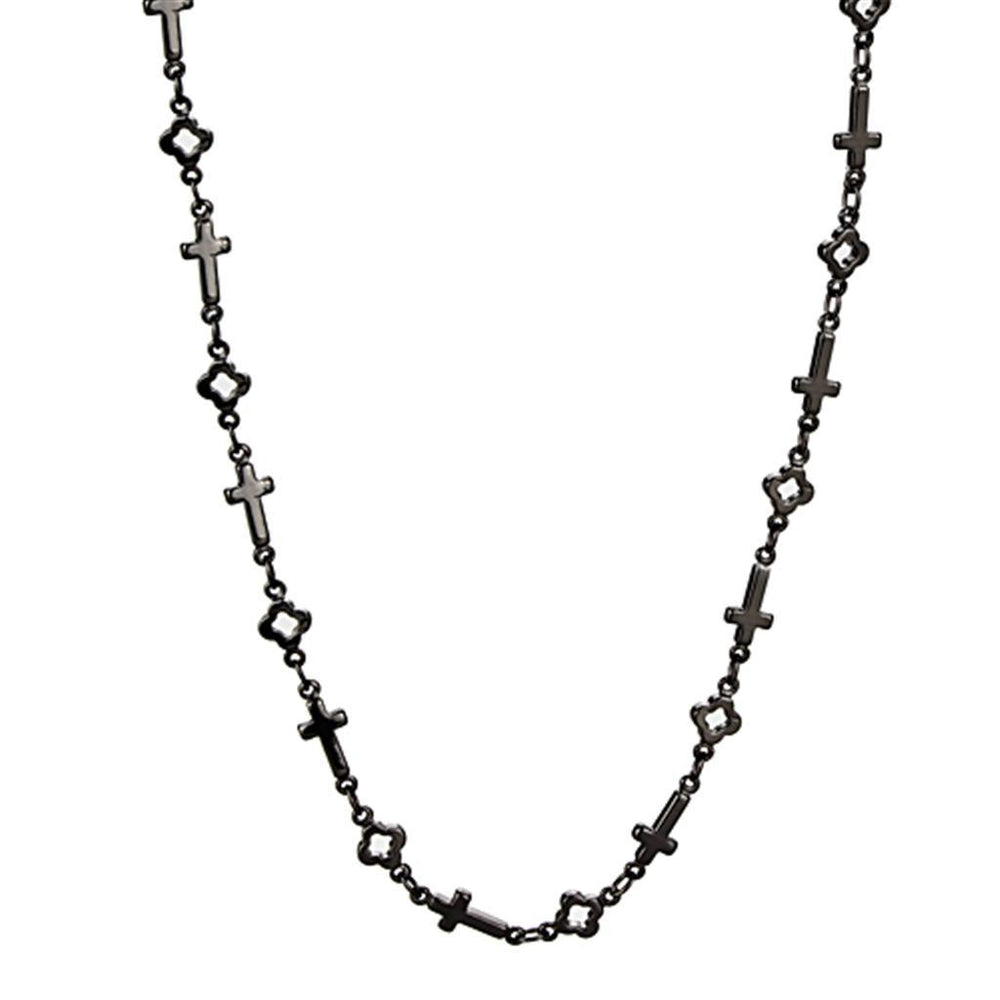 LO3454 - TIN Cobalt Black Brass Necklace with No Stone - Brand My Case