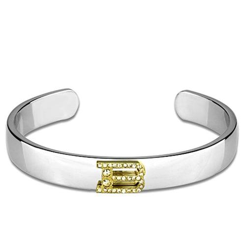 LO3612 - Reverse Two-Tone White Metal Bangle with Top Grade Crystal - Brand My Case