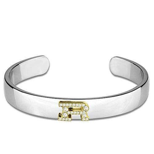 LO3628 - Reverse Two-Tone White Metal Bangle with Top Grade Crystal - Brand My Case